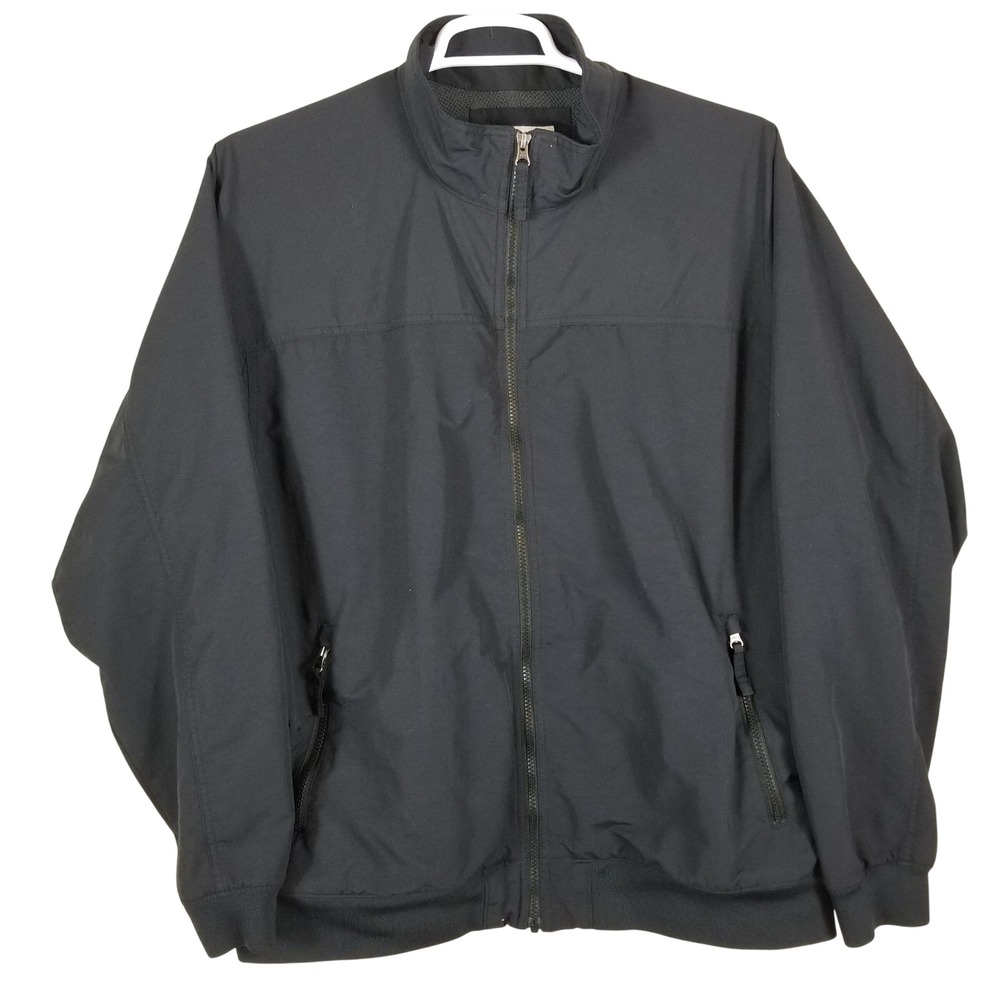 Duluth Trading Co Mens XL Black‎ Nylon Windbreaker Full Zip Mesh Lined Jacket